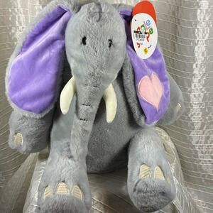 Giggle and Soar Plush Gray Elephant Stuffed Animal Ages 1+ Heart Ears